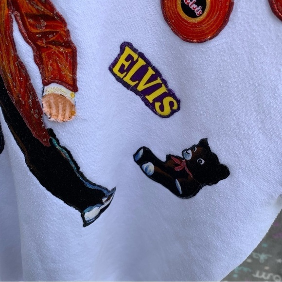 Vintage Elvis Presley Crewneck Sweatshirt Homemade Puff Paint Iron On Size XL - Picture 5 of 9